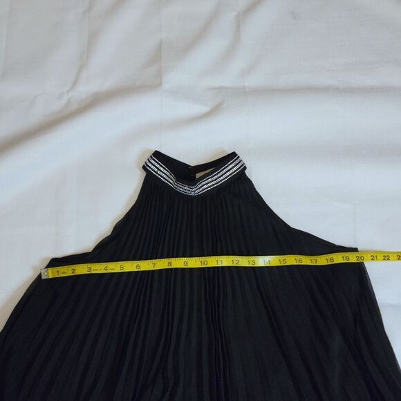 Luxe by Carmen Marc Valvo Black High Neck Rhinestone Keyhole Dress Size Medium - Picture 7 of 9